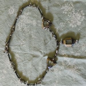 Hematite crystal drop necklace 9 inch necklace length without feature stone.